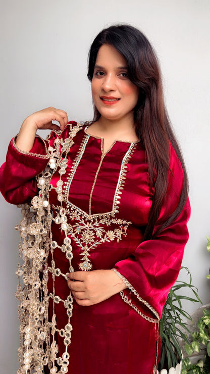 Maroon Karwachauth Farshi Salwar Suit