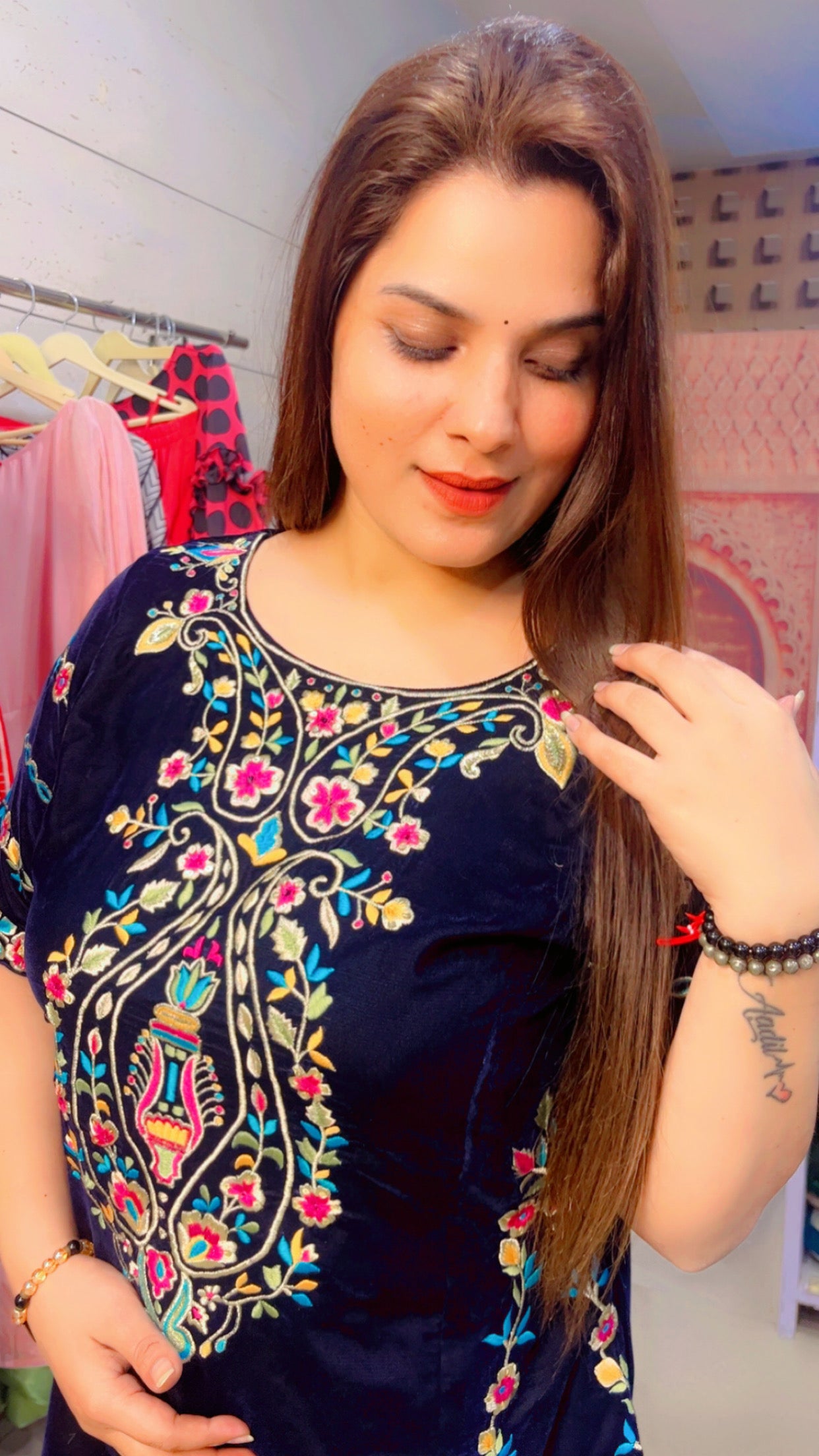 Navy Blue Embroidered Co-Ord Set (CS006)