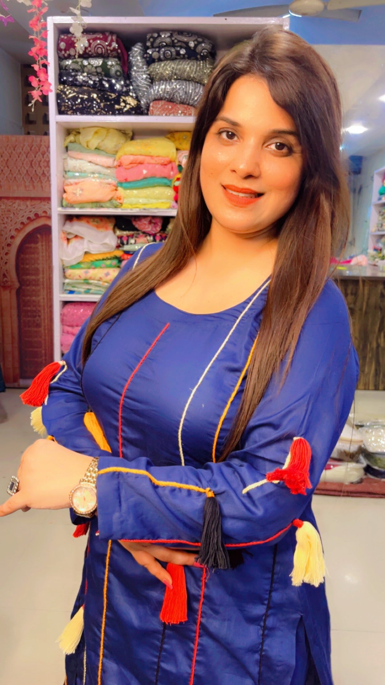 Dark Blue Cotton Kurti Set (KS004)
