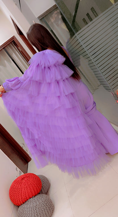 Lavender Ruffled Saree For Parties (SR019)