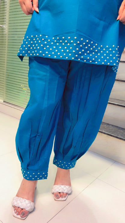 Blue Cotton Co-Ord Set For Summer (CS)