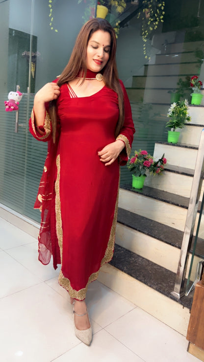 Red Designer Pant Suit (PS009)