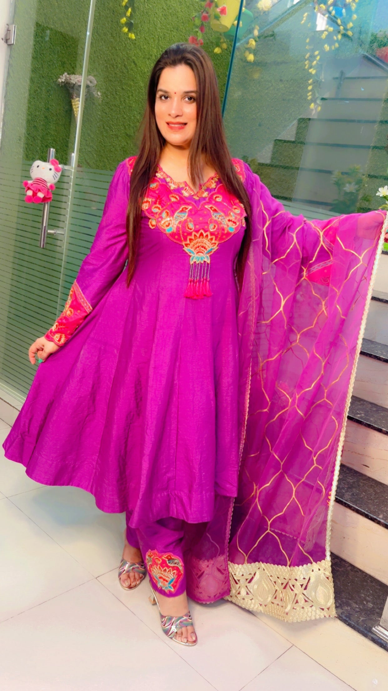 Purple Embroidered Anarkali Suit (AS002)