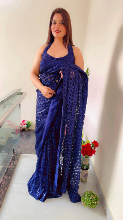 Blue Saree for Weddings (SR014)