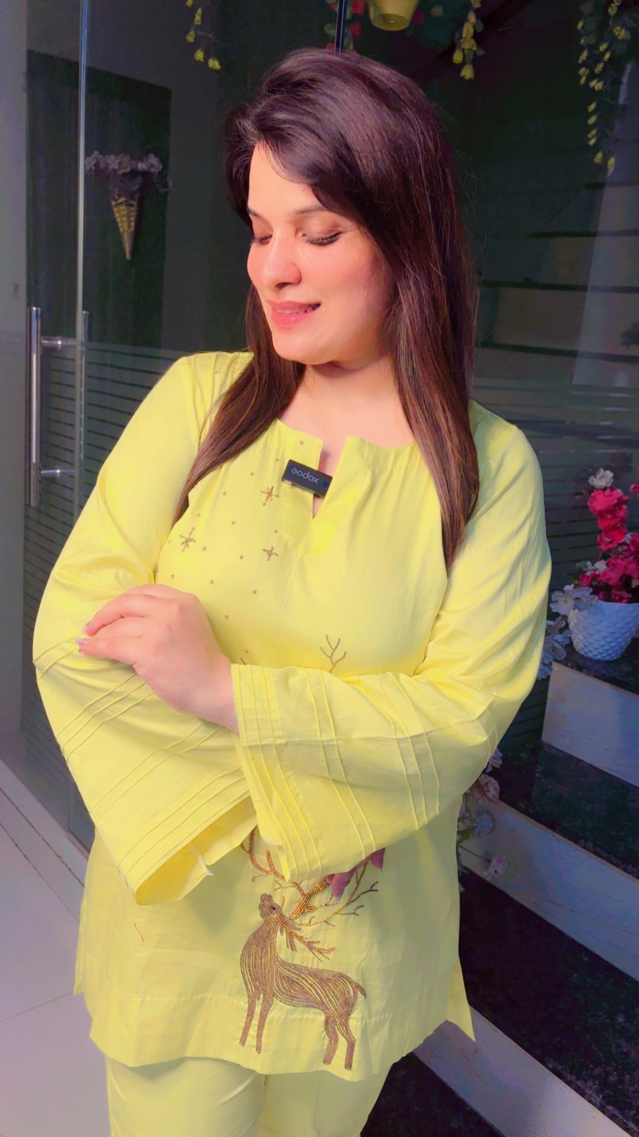 Light Yellow Cotton Embroidered Co-Ord Set (CS)