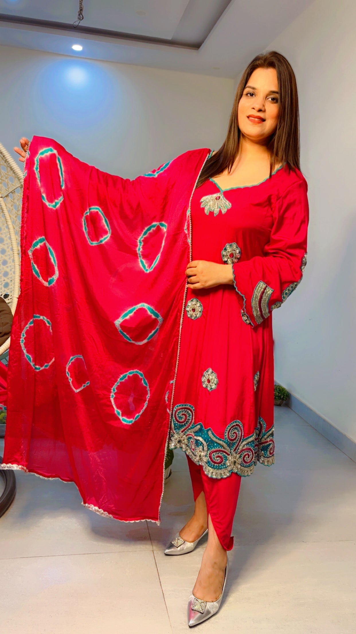Hot Pink Anarkali with Dhoti (AS003)