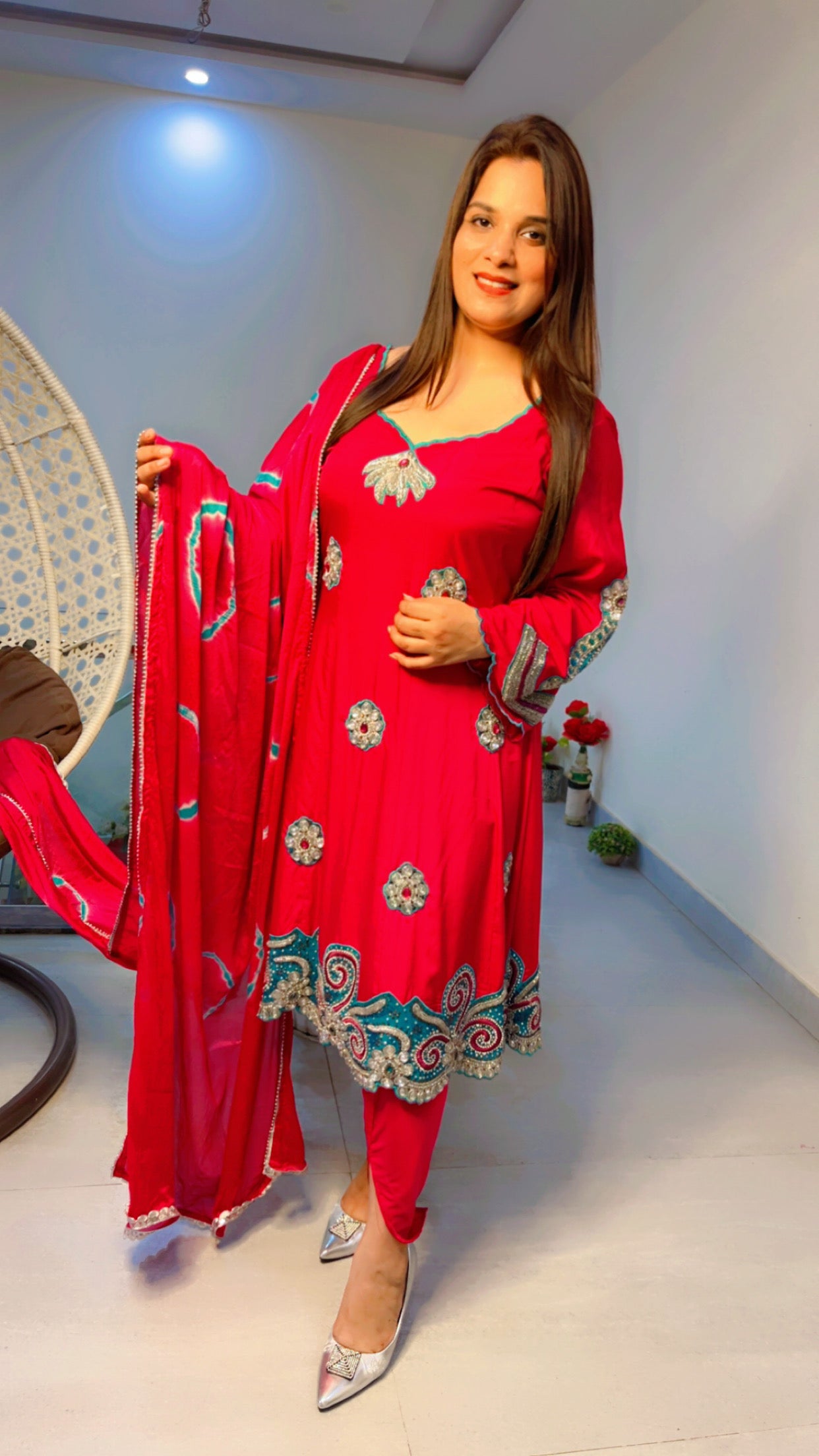 Hot Pink Anarkali with Dhoti (AS003)