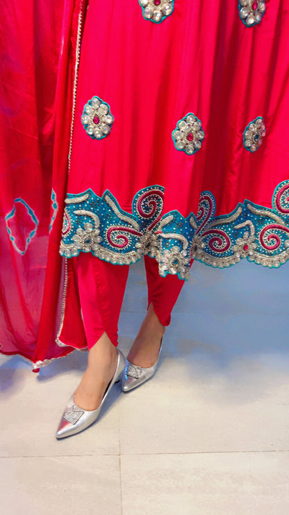 Hot Pink Anarkali with Dhoti (AS003)