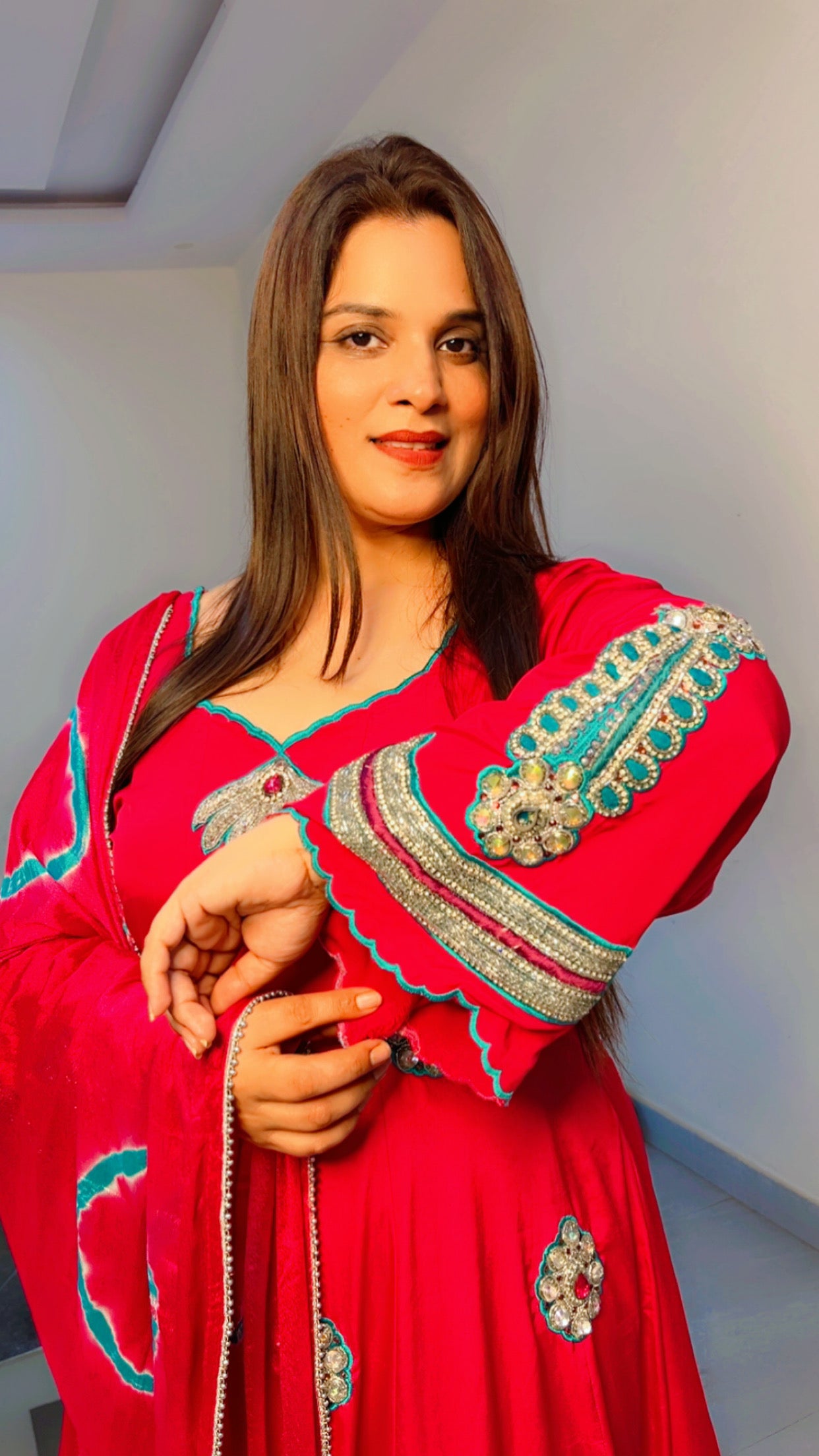 Hot Pink Anarkali with Dhoti (AS003)