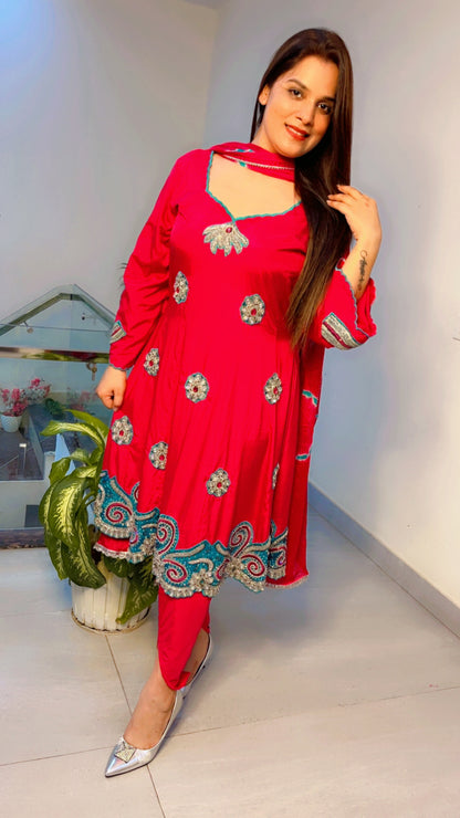 Hot Pink Anarkali with Dhoti (AS003)