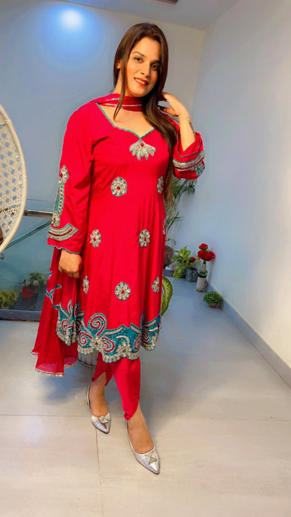 Hot Pink Anarkali with Dhoti (AS003)