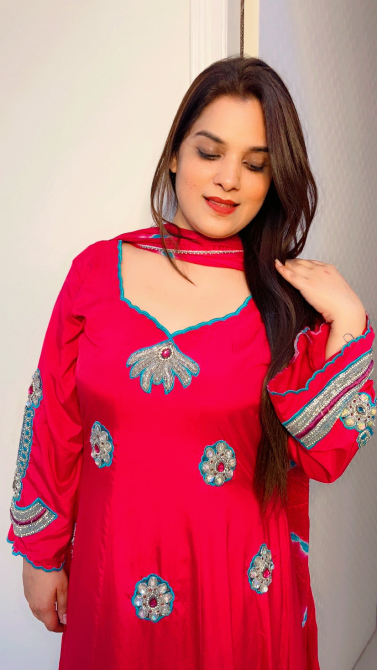 Hot Pink Anarkali with Dhoti (AS003)