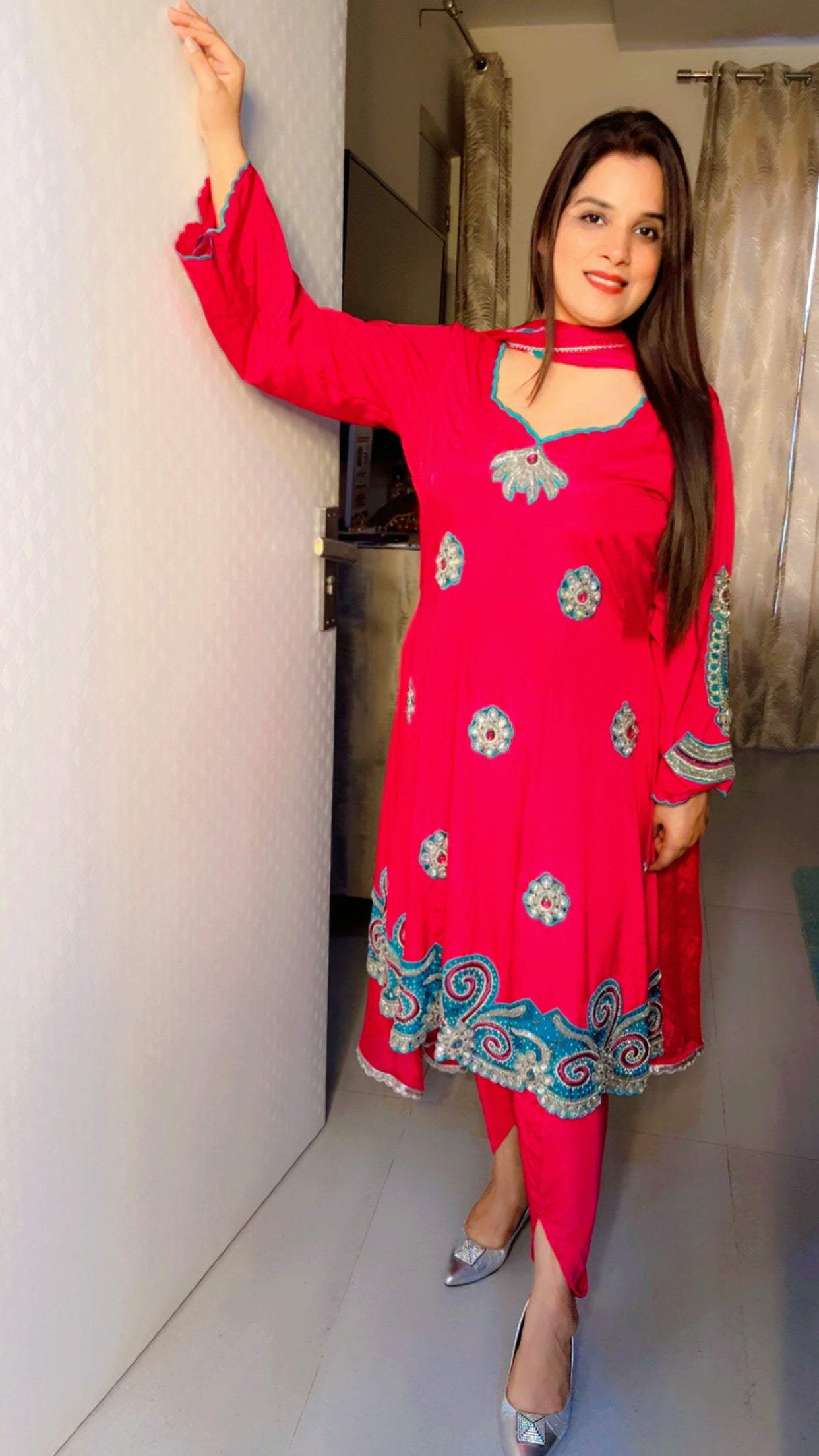 Hot Pink Anarkali with Dhoti (AS003)