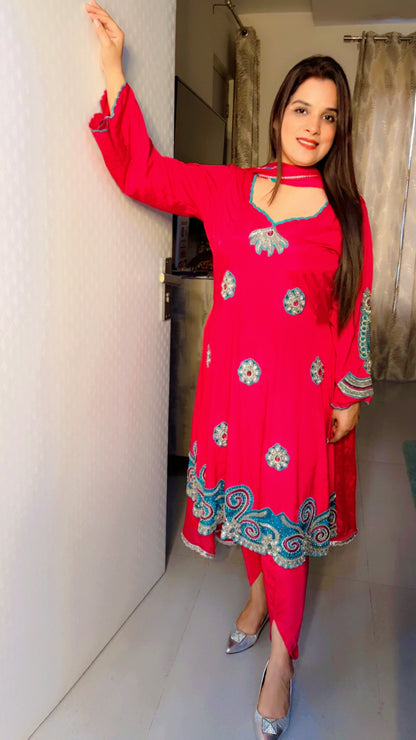 Hot Pink Anarkali with Dhoti (AS003)