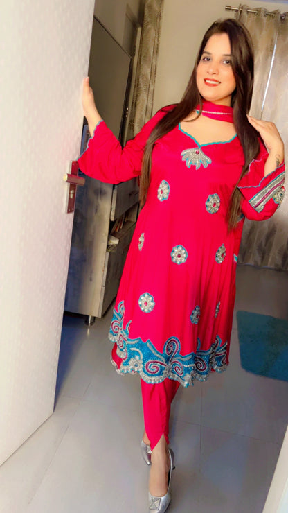 Hot Pink Anarkali with Dhoti (AS003)