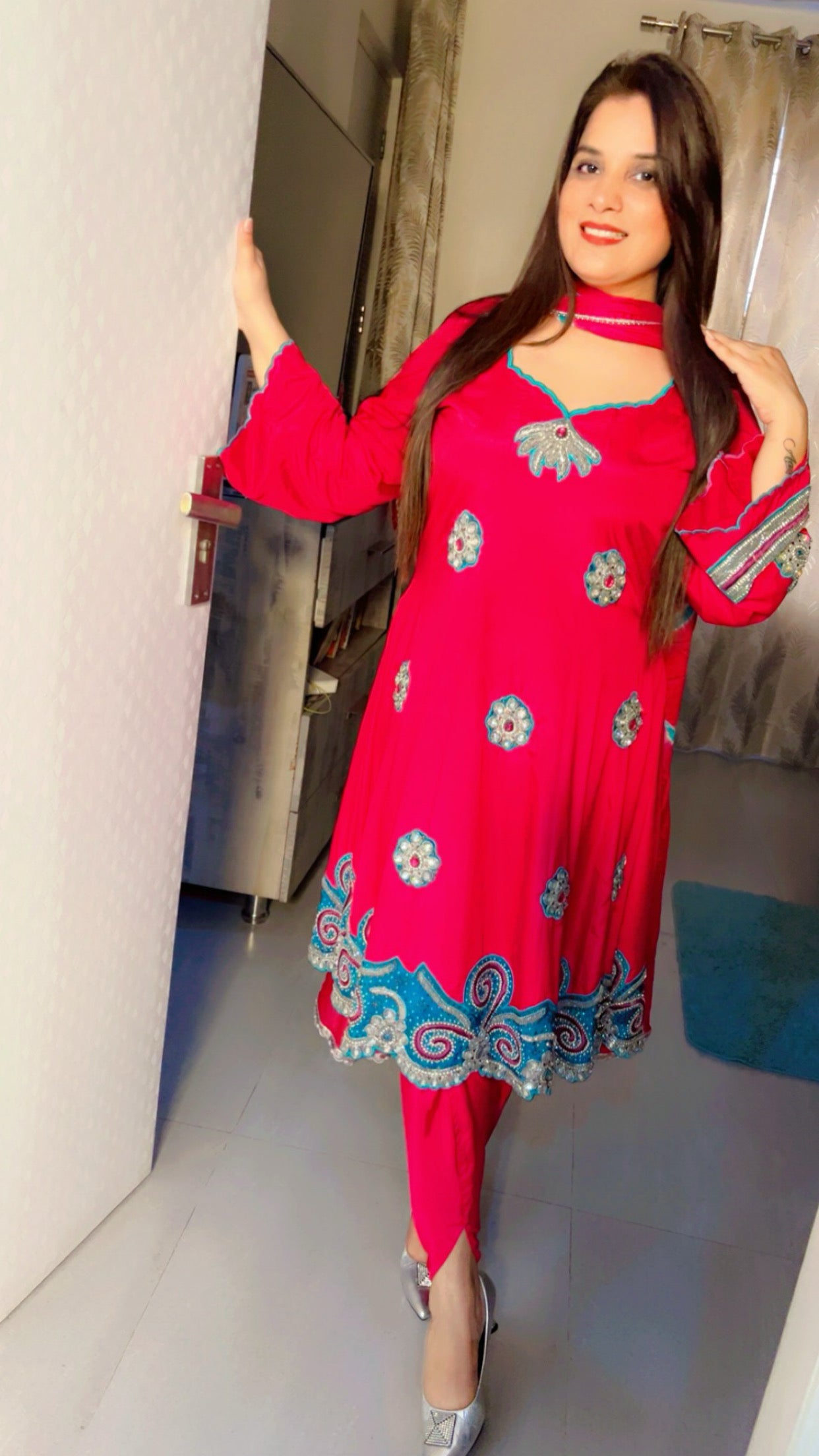 Hot Pink Anarkali with Dhoti (AS003)