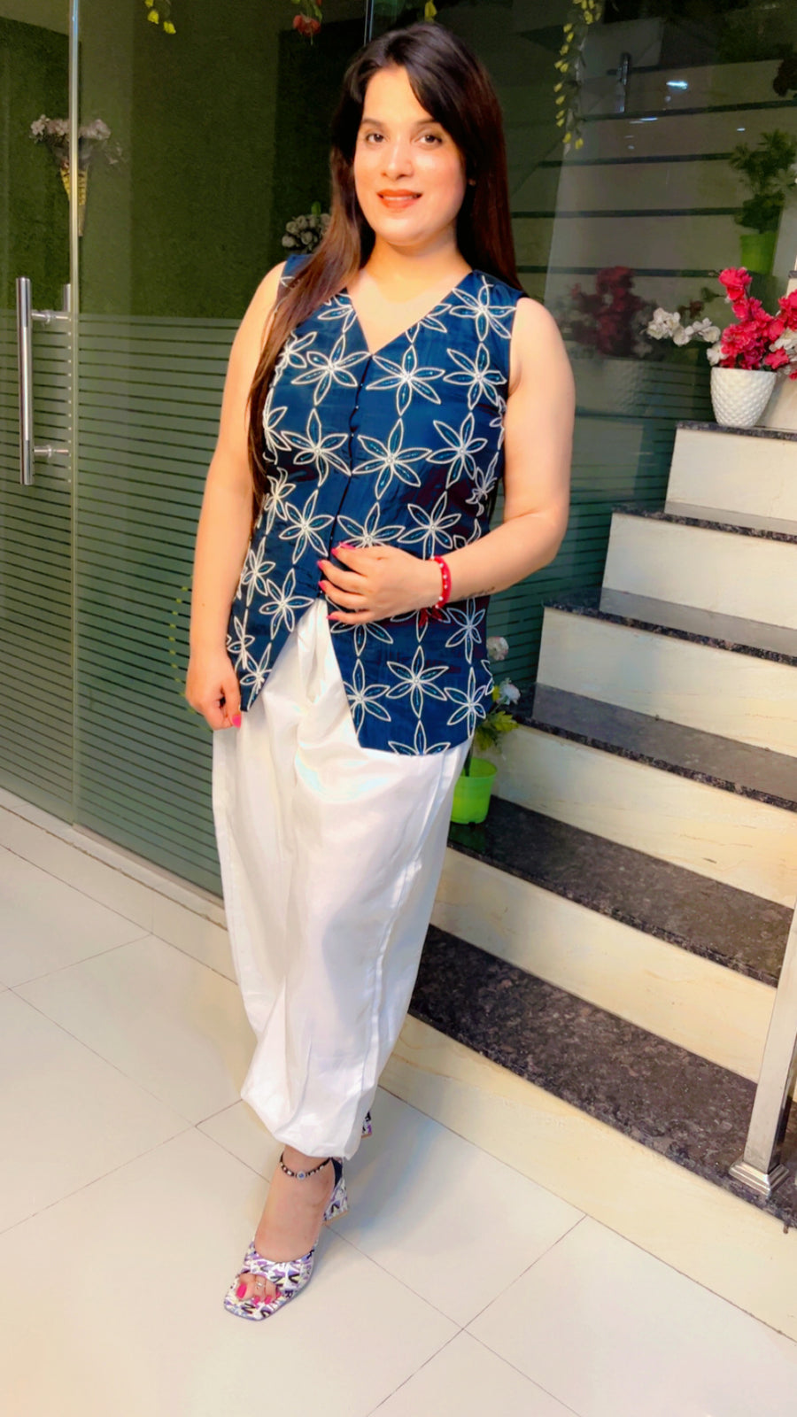 Peacock Silk Embroidered Top and Balloon Pant Co-Ord Set (CS002)
