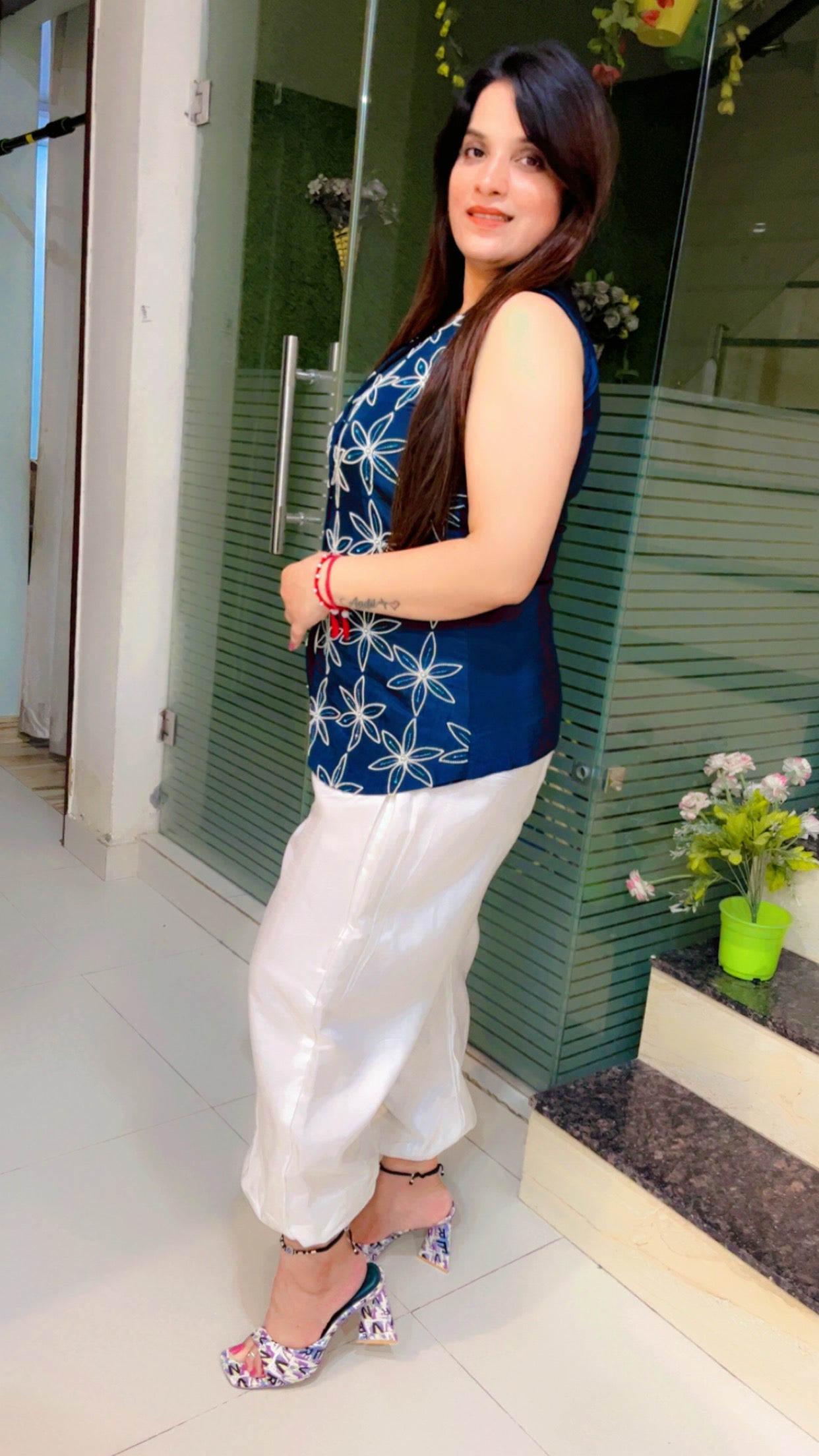 Peacock Silk Embroidered Top and Balloon Pant Co-Ord Set