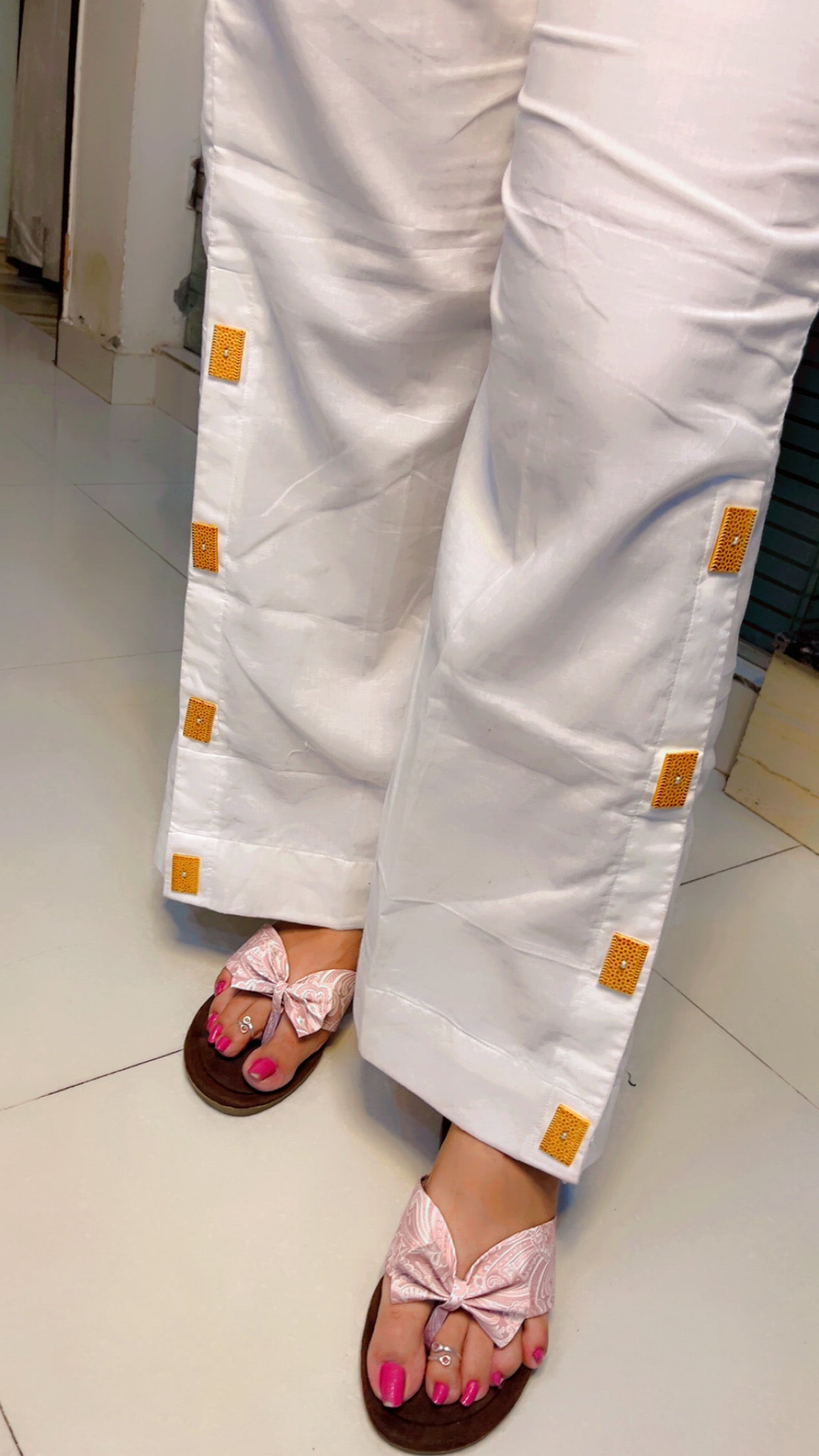 White Thread Embroidered Cotton Co-Ord Set