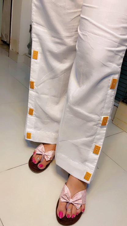 White Thread Embroidered Cotton Co-Ord Set
