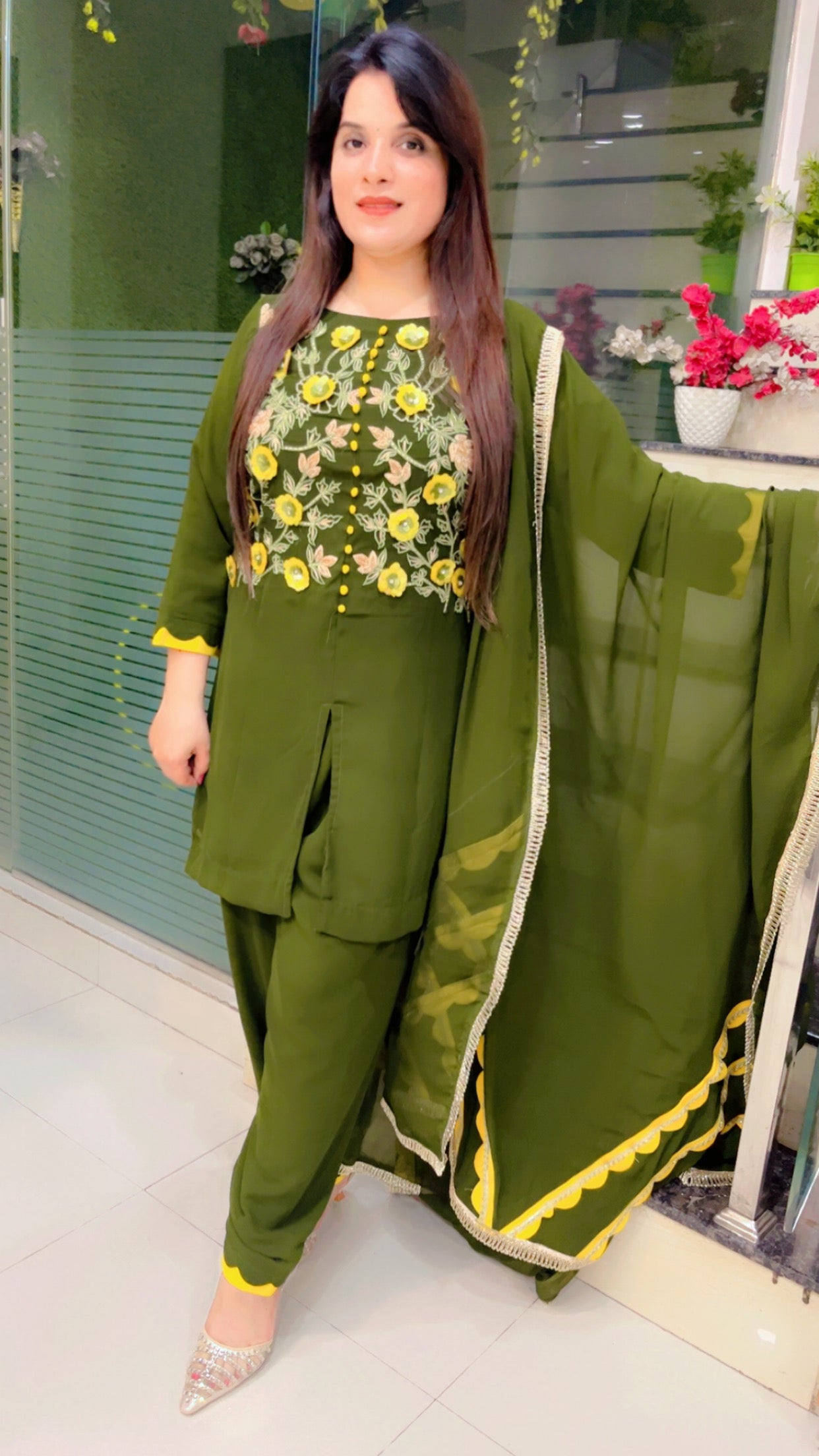 Green Embroidered Cut Work Salwar Suit for Festive Season