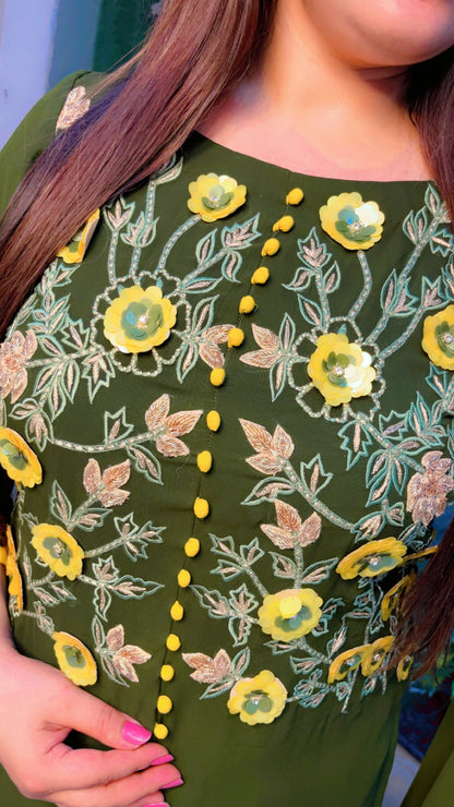 Green Embroidered Cut Work Salwar Suit for Festive Season
