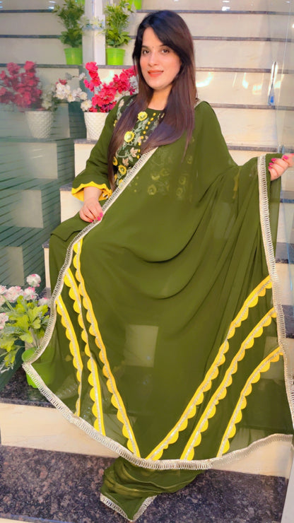 Green Embroidered Cut Work Salwar Suit for Festive Season