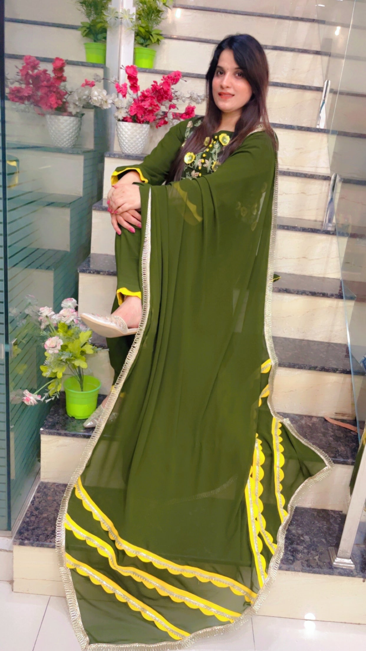 Green Embroidered Cut Work Salwar Suit for Festive Season