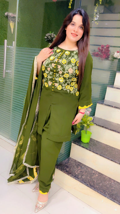 Green Embroidered Cut Work Salwar Suit for Festive Season