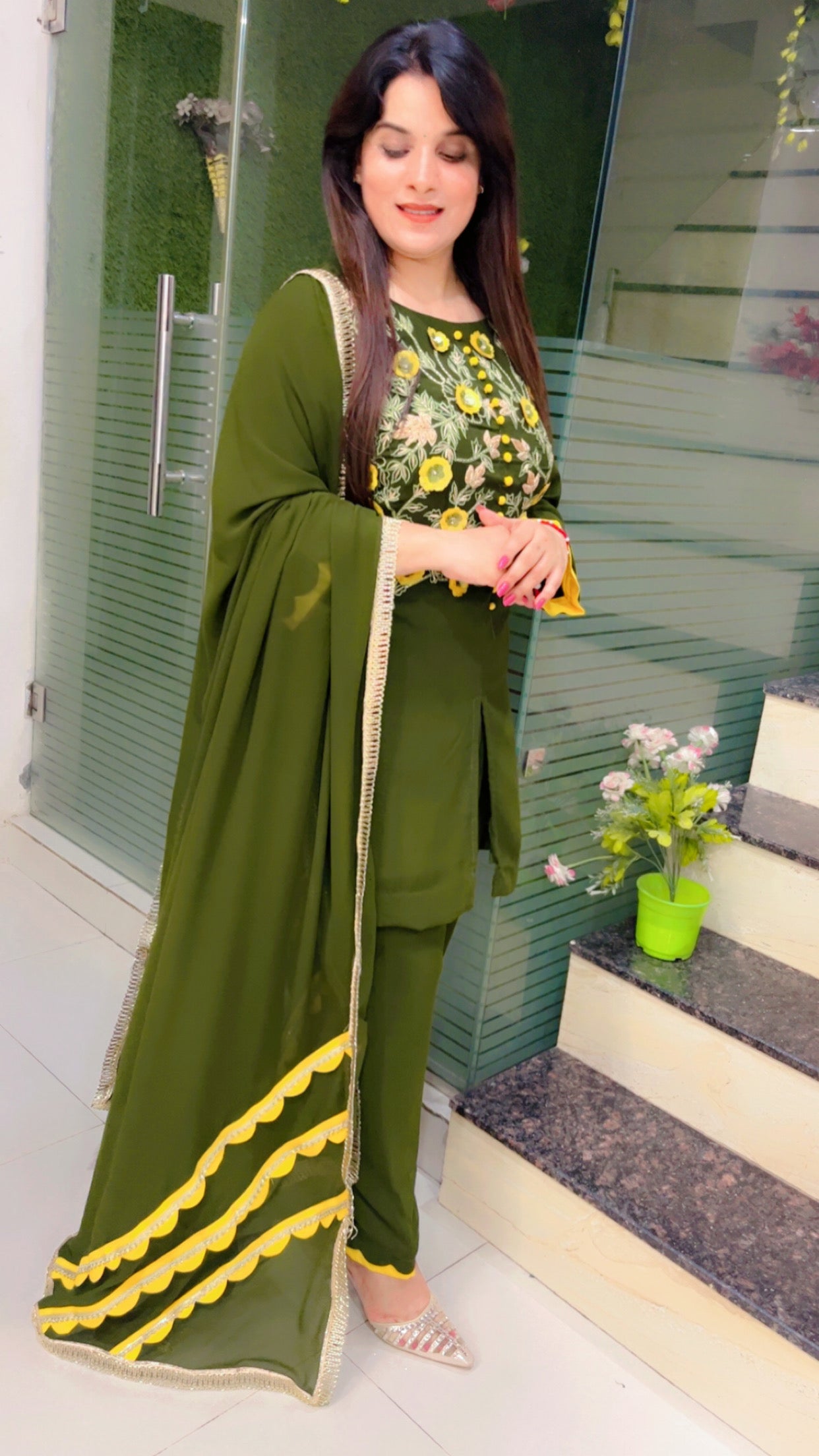 Green Embroidered Cut Work Salwar Suit for Festive Season