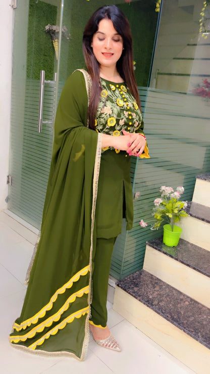 Green Embroidered Cut Work Salwar Suit for Festive Season