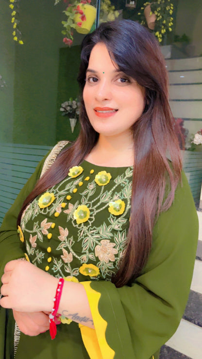 Green Embroidered Cut Work Salwar Suit for Festive Season