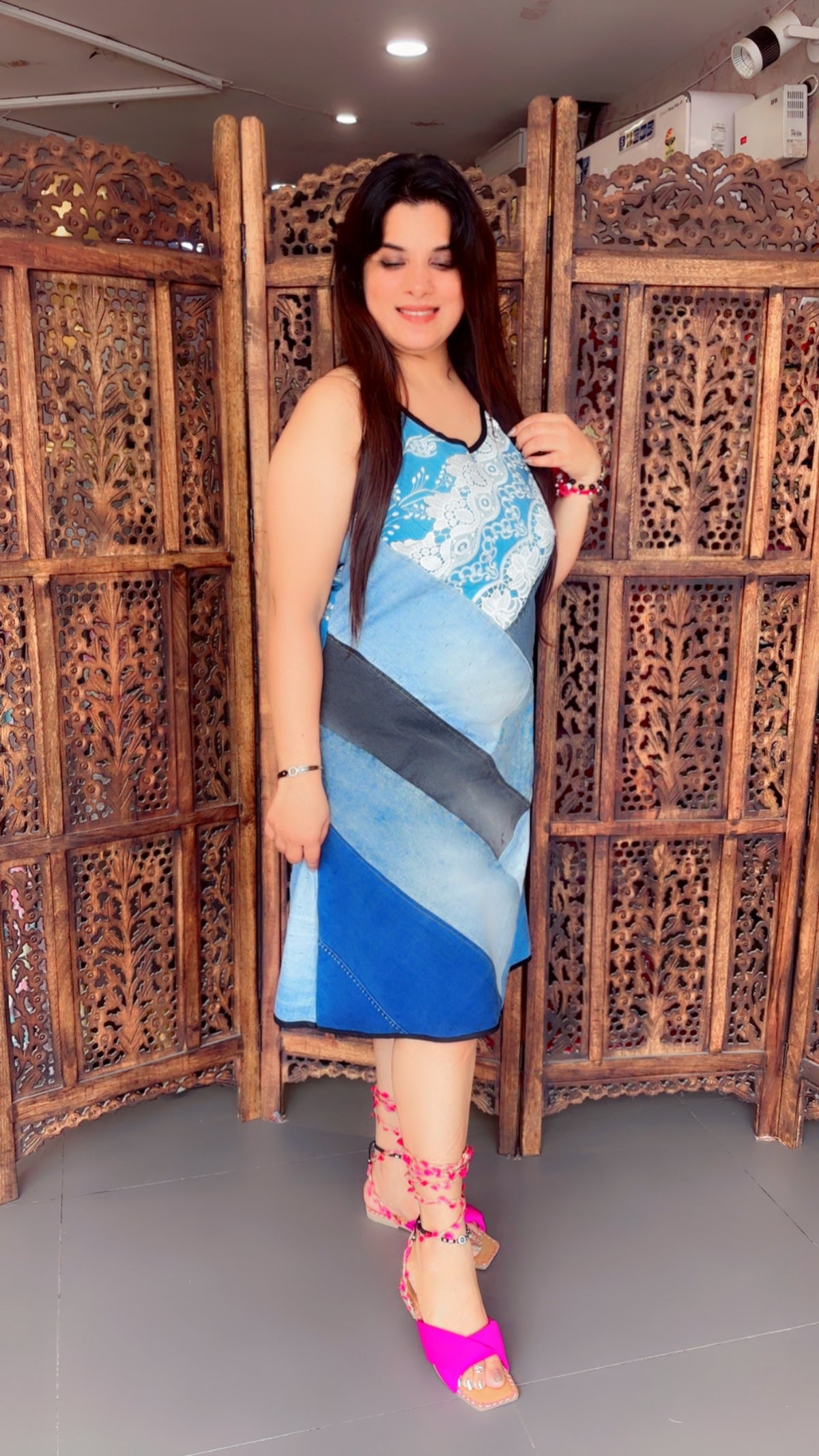 Denim Midi Dress for Vacations
