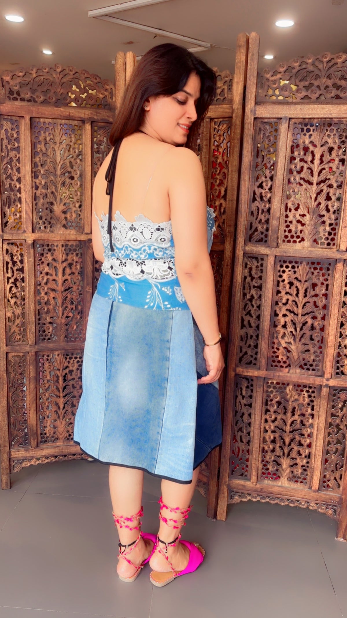 Denim Midi Dress for Vacations