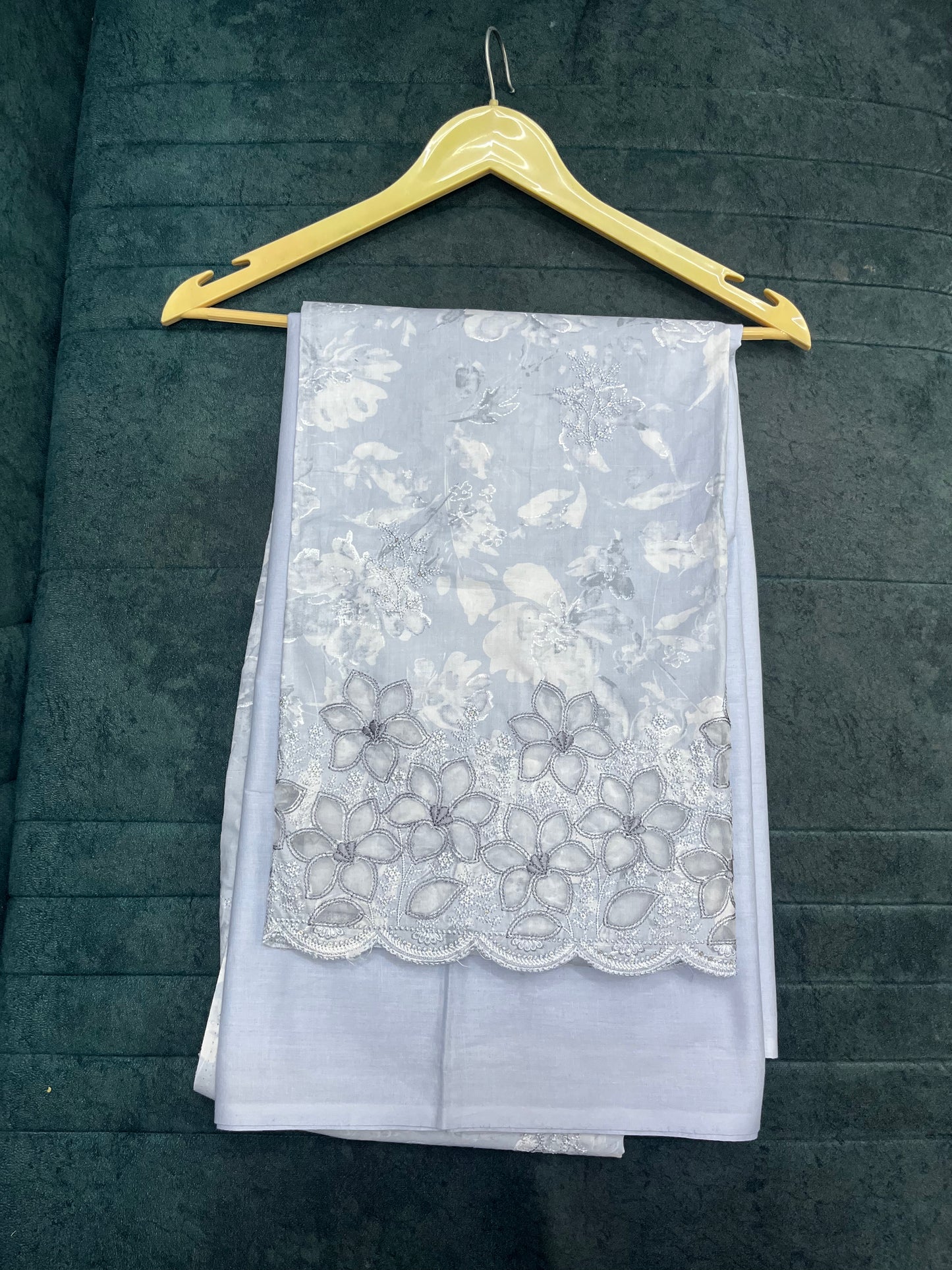 Light Grey Pure Cotton Unstitched Suit With Dupatta for Women (US001)