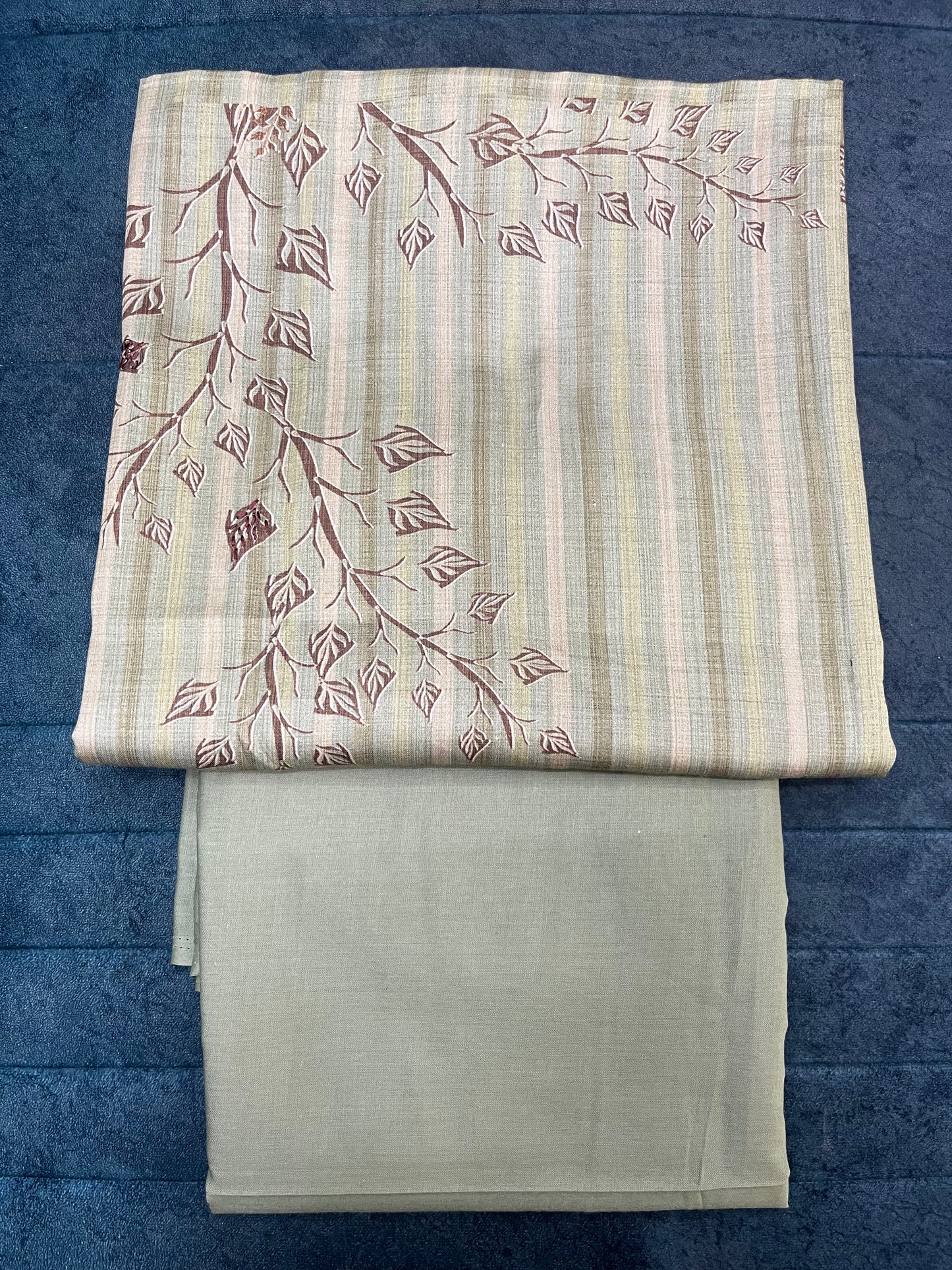 Sage Green Pure Cotton Unstitched Suit With Cotton Dupatta (US004)