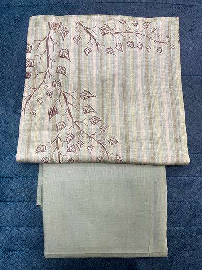 Sage Green Pure Cotton Unstitched Suit With Cotton Dupatta (US004)