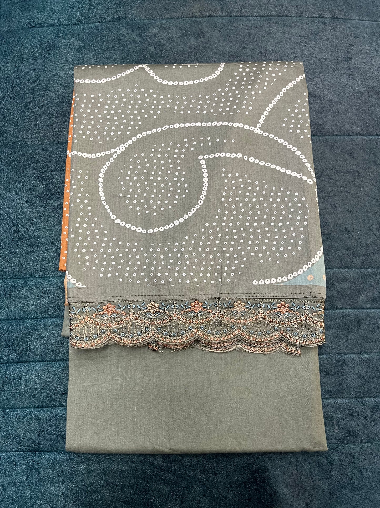 Green Printed Cotton Unstitched Suit Material with Dupatta (US009)