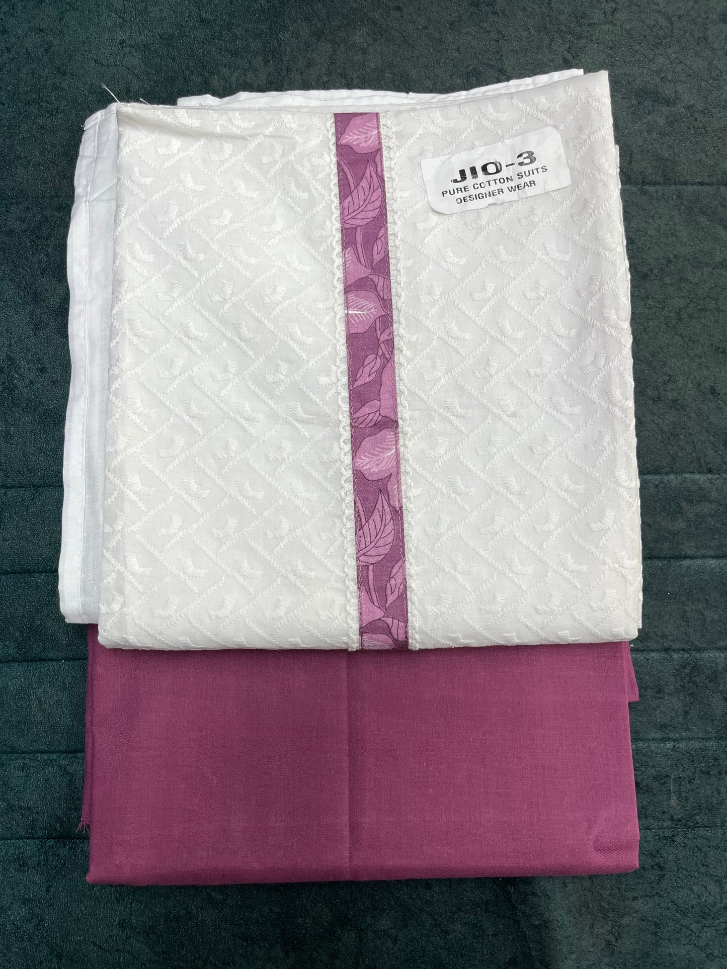 White Chicken Unstitched Suit Material With Chanderi Dupatta (US012)