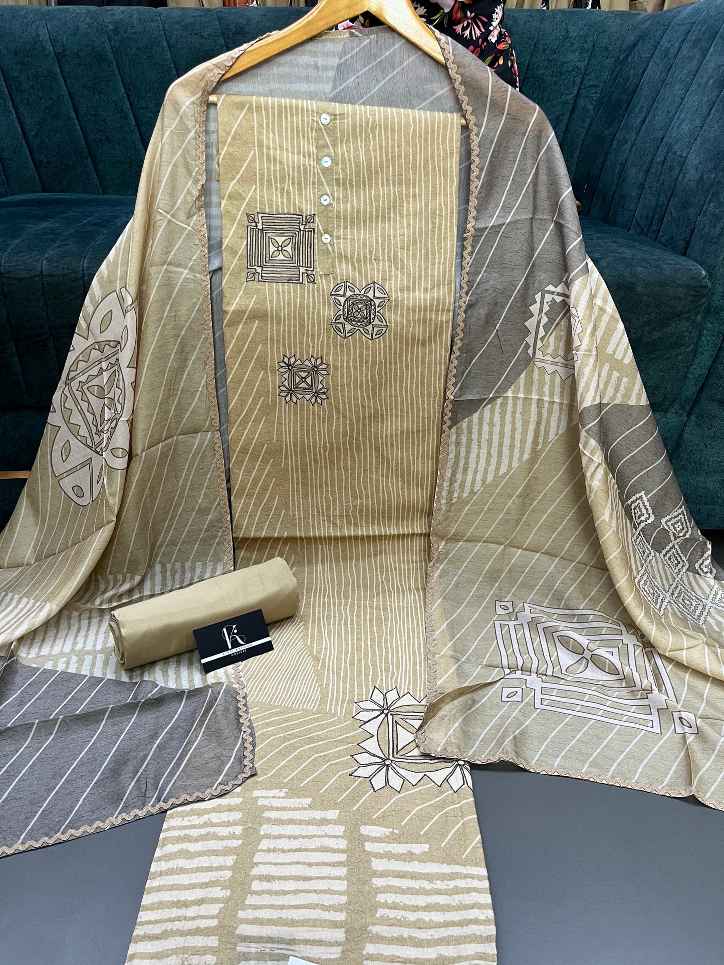 Yellow Cotton Unstitched Salwar Suit Material With Dupatta (US013)