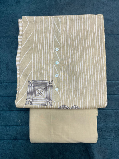 Yellow Cotton Unstitched Salwar Suit Material With Dupatta (US013)