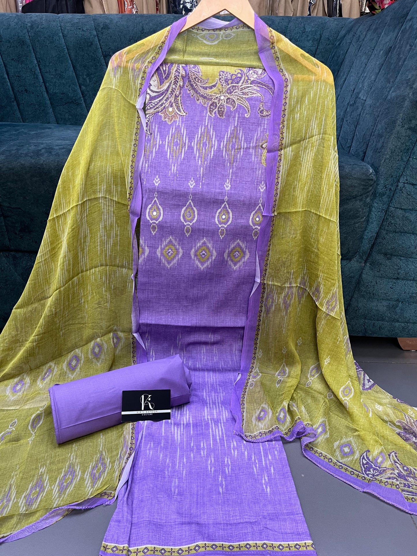 Purple Cotton Unstitched Suit Material with Dupatta (US014)