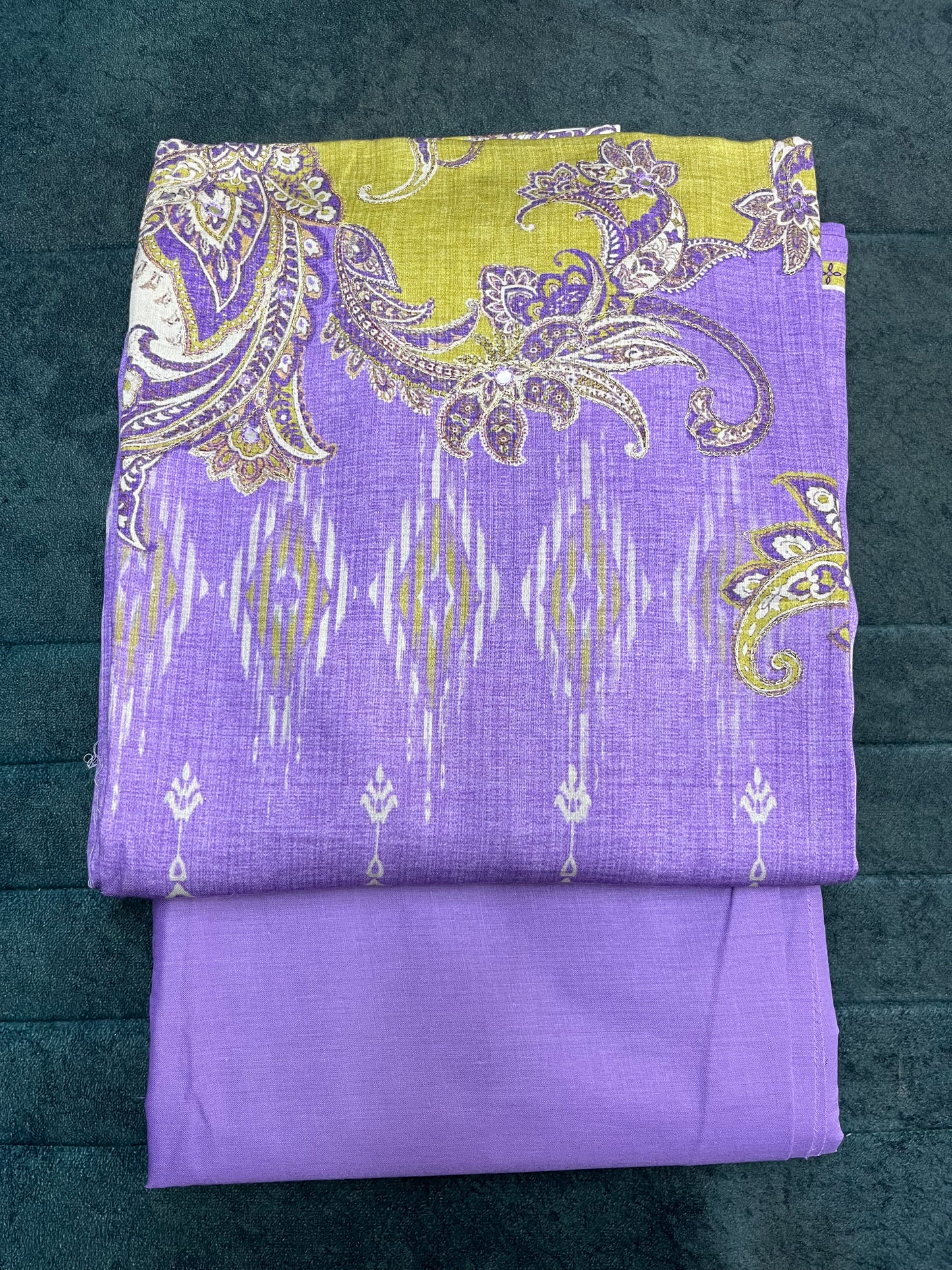 Purple Cotton Unstitched Suit Material with Dupatta (US014)