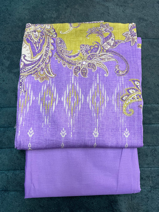 Purple Cotton Unstitched Suit Material with Dupatta (US014)
