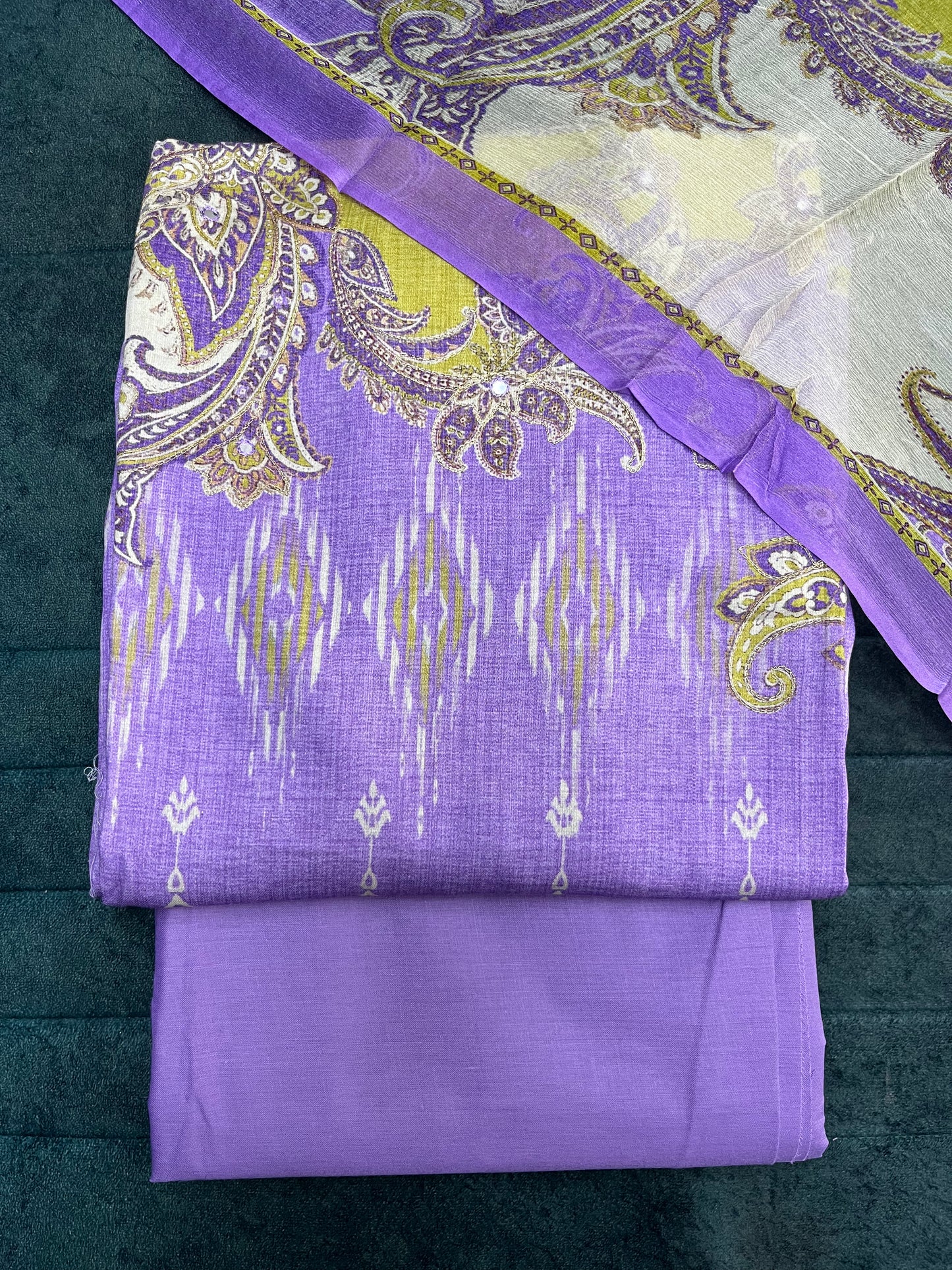 Purple Cotton Unstitched Suit Material with Dupatta (US014)