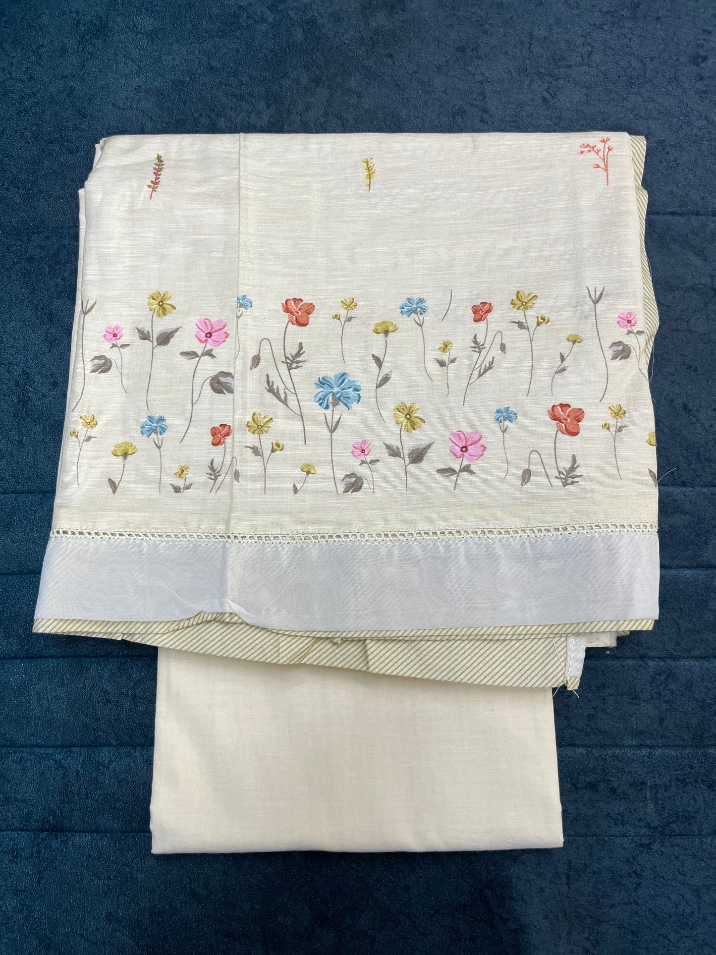 Cream Cotton Unstitched Suit Material (US017)