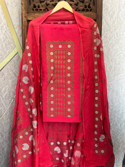 Dark Pink Unstitched Suit Material (US026)