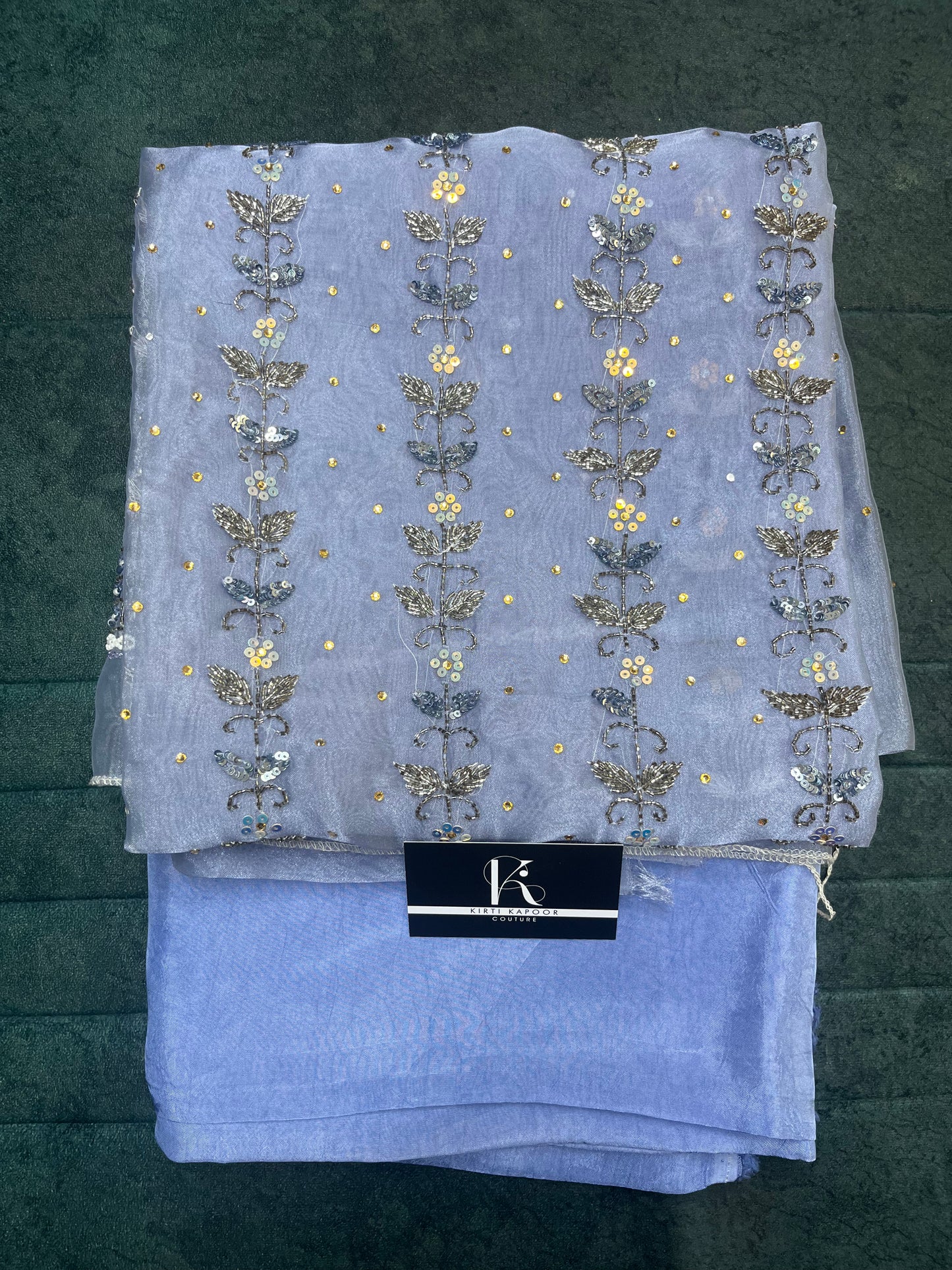 Blue Tissue Fabric Unstitched Suit Salwar With Dupatta (US)