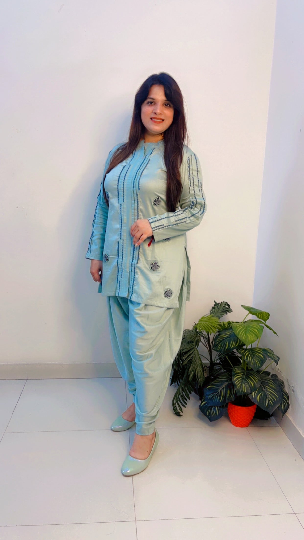 Pastel Blue Cotton Co-Ord Set for Women