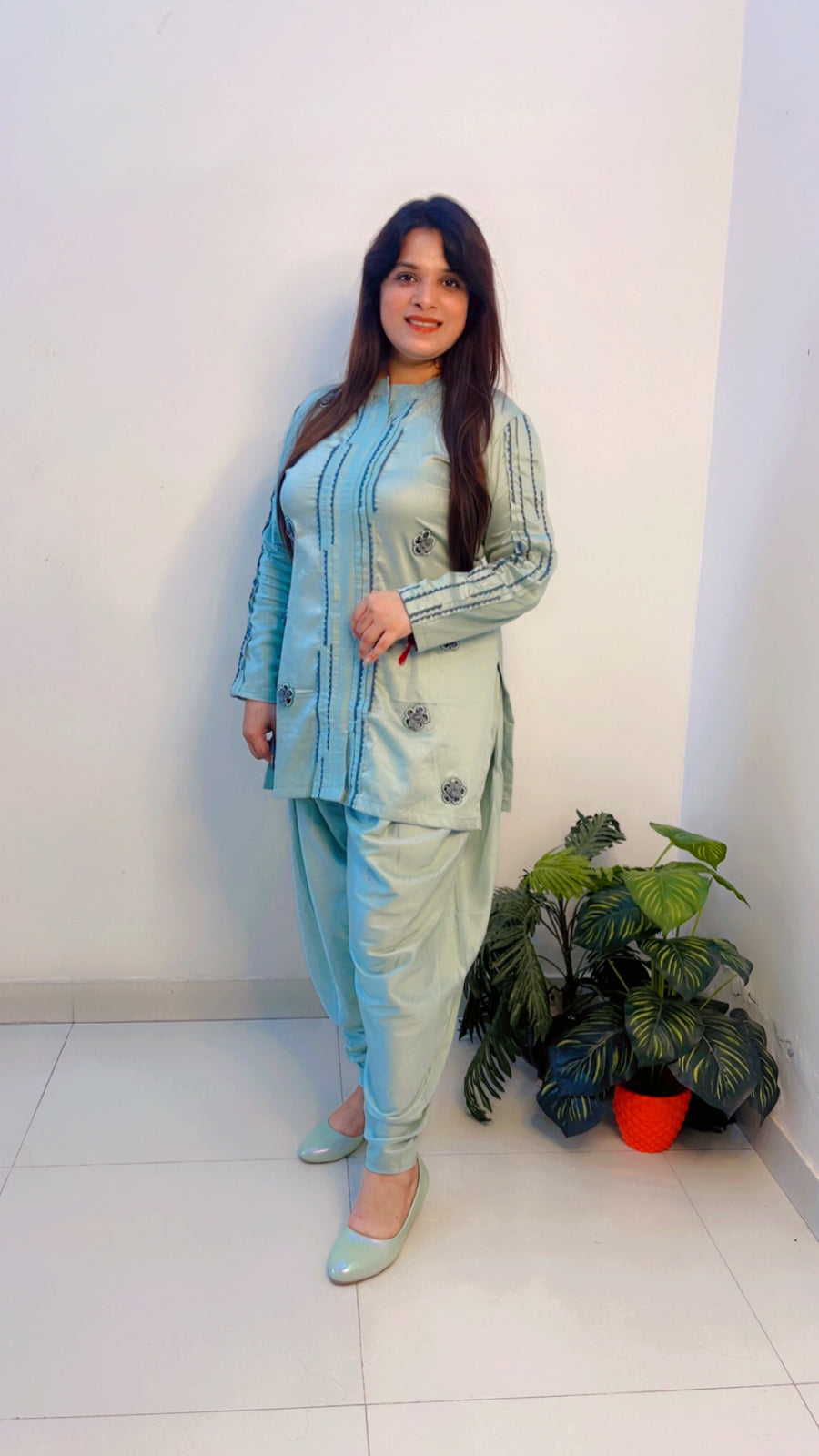 Pastel Blue Cotton Co-Ord Set With Patches (CS005)